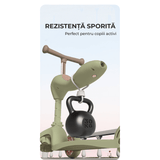 Trotinetă Copii 2 în 1 cu Șezut, Roți Luminoase, 1-5 Ani, 33 kg, Alb