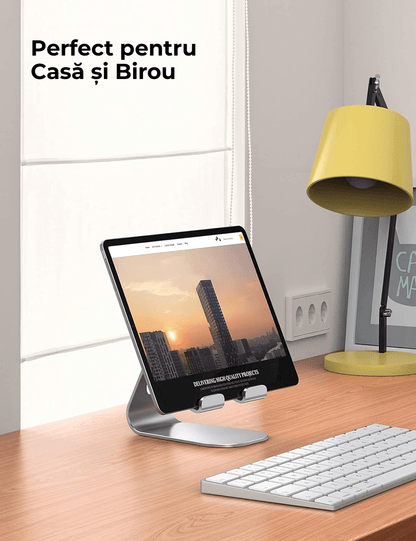 Suport Tableta Birou Reglabil, Compatibil iPad Pro 9.7/10.5/12.9, Air, Mini 4/3/2, Argintiu