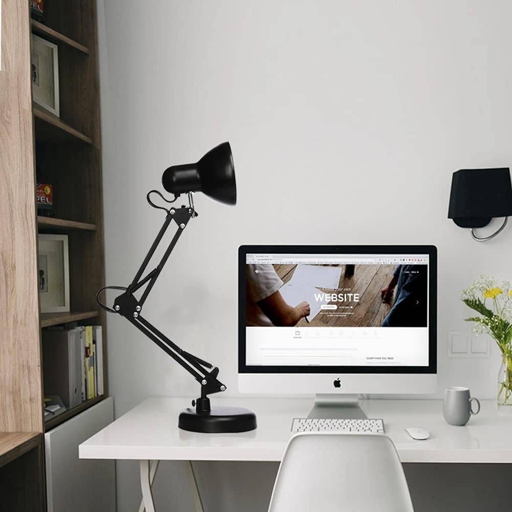 Lampă Birou cu Braț Reglabil, Design Versatil, Prindere cu Clemă, Negru