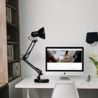 Lampă Birou cu Braț Reglabil, Design Versatil, Prindere cu Clemă, Negru