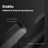 Set Încălzitoare de Mâini Reîncărcabile, Magnetice, 16 Ore de Căldură, 4 Nivele Până la 58°C, Încărcător Portabil USB-C 10000mAh, Negru