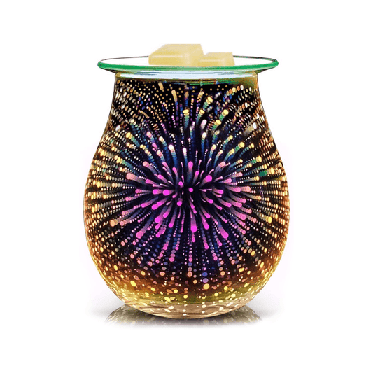 Topitor Ceară Parfumată cu Design 3D Artificii din Sticlă, Încălzitor Electric cu Lumini, Aromaterapie