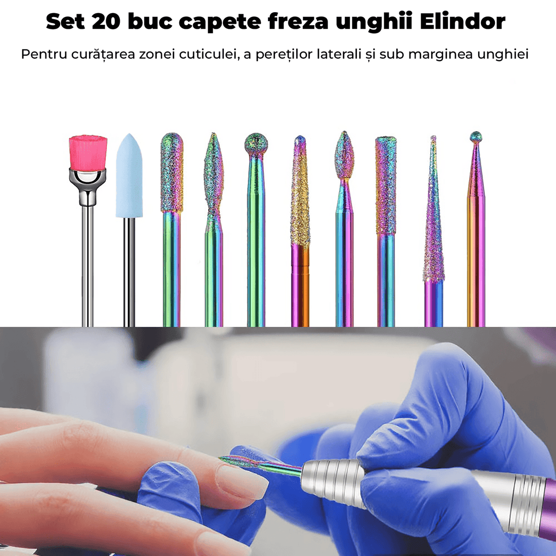 Set 20 capete freză Elindor, universale