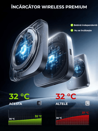 Încărcător Wireless 3 în 1 Pliabil pentru Apple, Magsafe, iPhone, iPad, AirPods, Negru