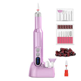 Freză unghii profesională Elindor, 20.000 RPM, wireless, 11 capete, 30 benzi de șlefuire, mov