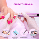 Freză unghii profesională Elindor, 20.000 RPM, wireless, 11 capete, 30 benzi de șlefuire, mov