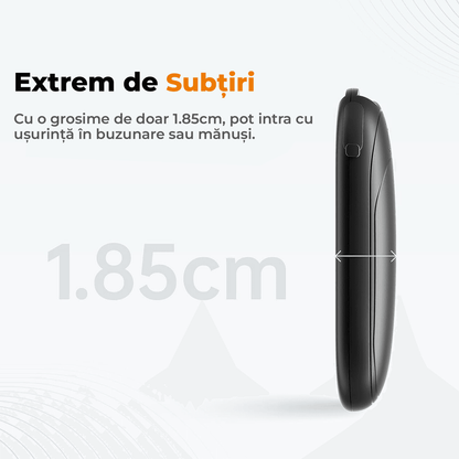 Set 2 Încălzitoare de Mâini Slim, Magnetice, Reîncărcabile, cu 3 Setări de Căldură, Electrice, Portabile, Negru