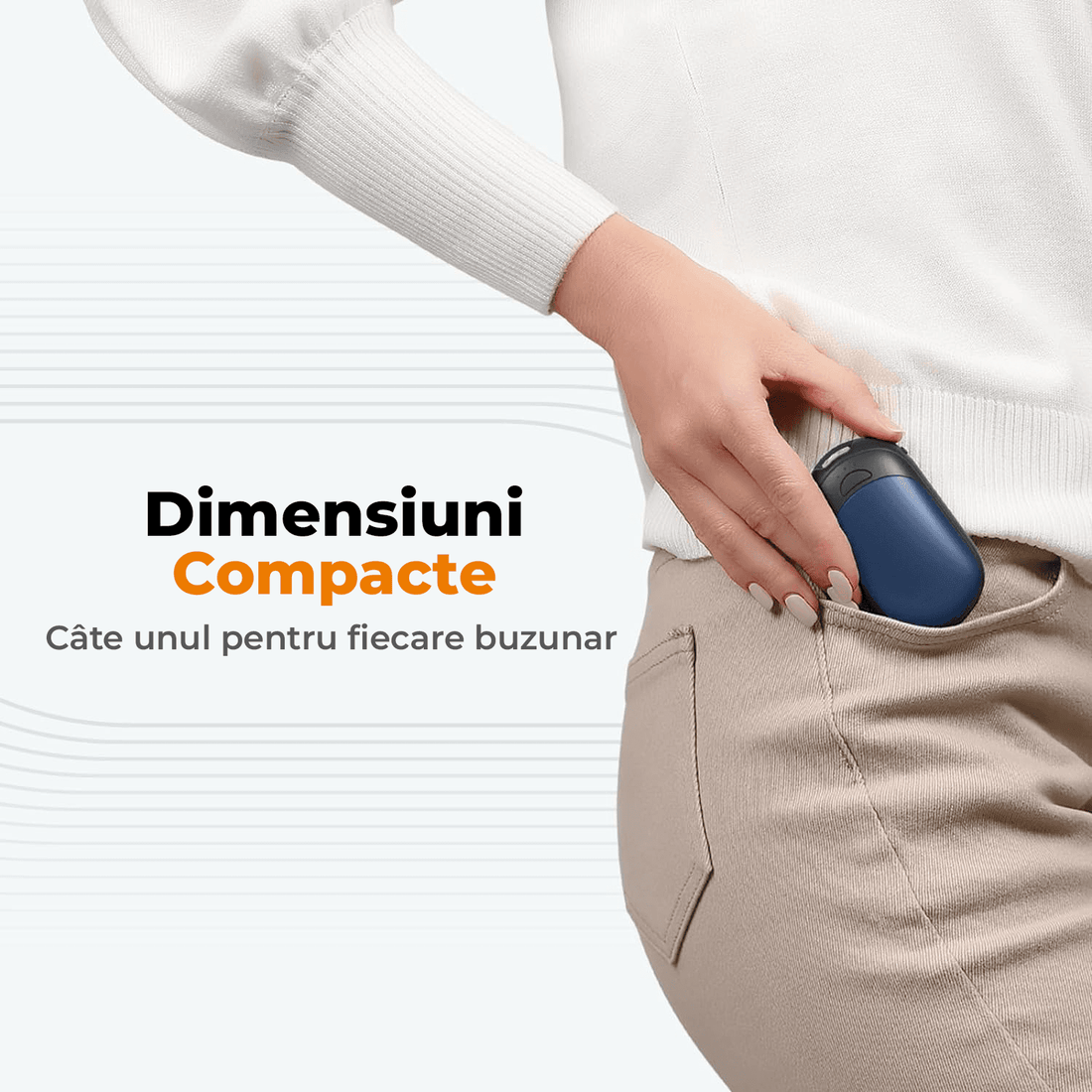 Set 2 Încălzitoare de Mâini Slim, Magnetice și Reîncărcabile, cu 3 Setări de Căldură, Electrice și Portabile, Albastru