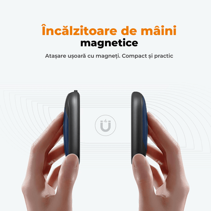 Set 2 Încălzitoare de Mâini Slim, Magnetice și Reîncărcabile, cu 3 Setări de Căldură, Electrice și Portabile, Albastru