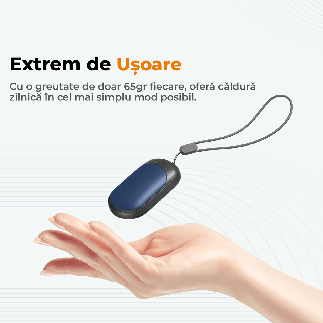 Set 2 Încălzitoare de Mâini Slim, Magnetice și Reîncărcabile, cu 3 Setări de Căldură, Electrice și Portabile, Albastru