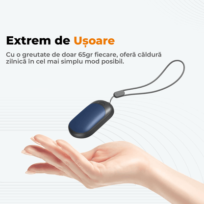 Set 2 Încălzitoare de Mâini Slim, Magnetice și Reîncărcabile, cu 3 Setări de Căldură, Electrice și Portabile, Albastru