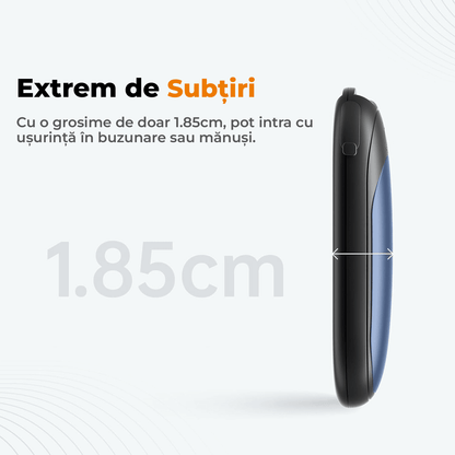 Set 2 Încălzitoare de Mâini Slim, Magnetice și Reîncărcabile, cu 3 Setări de Căldură, Electrice și Portabile, Albastru