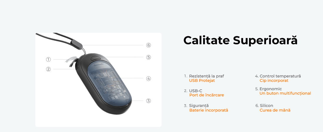 Set 2 Încălzitoare de Mâini Slim, Magnetice și Reîncărcabile, cu 3 Setări de Căldură, Electrice și Portabile, Violet