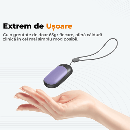 Set 2 Încălzitoare de Mâini Slim, Magnetice și Reîncărcabile, cu 3 Setări de Căldură, Electrice și Portabile, Violet