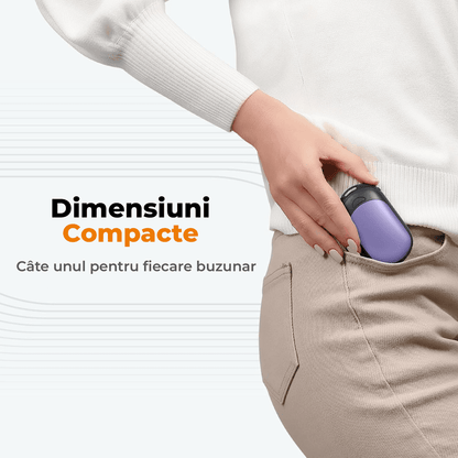 Set 2 Încălzitoare de Mâini Slim, Magnetice și Reîncărcabile, cu 3 Setări de Căldură, Electrice și Portabile, Violet