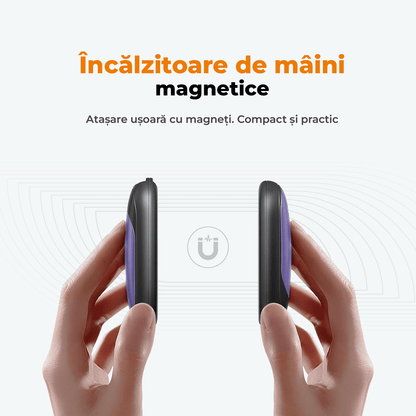 Set 2 Încălzitoare de Mâini Slim, Magnetice și Reîncărcabile, cu 3 Setări de Căldură, Electrice și Portabile, Violet