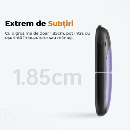 Set 2 Încălzitoare de Mâini Slim, Magnetice și Reîncărcabile, cu 3 Setări de Căldură, Electrice și Portabile, Violet