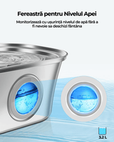 Dispenser Apă Automat pentru Pisici și Câini, 3.2L, Oțel Inoxidabil 304, Filtrare Multiplă, Ultra-Silențios, Argintiu