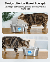 Dispenser Apă Automat pentru Pisici și Câini, 3.2L, Oțel Inoxidabil 304, Filtrare Multiplă, Ultra-Silențios, Argintiu