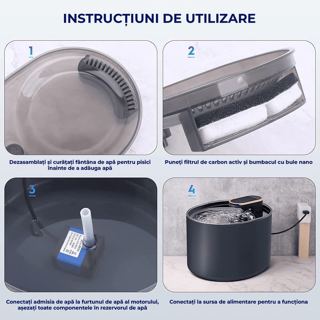 Set 6 Filtre de Rezervă pentru Dispenser Apă Elindor WF010, Purificare cu Carbon Activ, Elimină Impurități și Fire de Păr