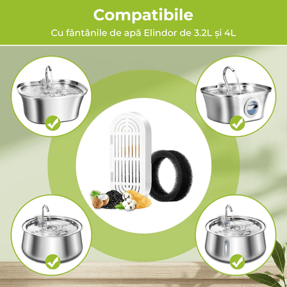 Set 6+6 Filtre de Rezervă pentru Dispenser Apă Elindor, Purificare cu Carbon Activ, Elimină Impurități și Fire de Păr