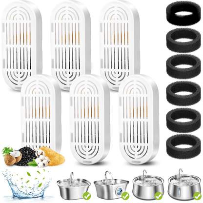 Set 6+6 Filtre de Rezervă pentru Dispenser Apă Elindor, Purificare cu Carbon Activ, Elimină Impurități și Fire de Păr