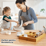 Organizator Tacâmuri și Ustensile Bucătărie din Bambus, Tavă Reglabilă, 43 cm