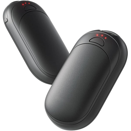 Set 2 Încălzitoare de Mâini Slim, Magnetice, Reîncărcabile, cu 3 Setări de Căldură, Electrice, Portabile, Negru