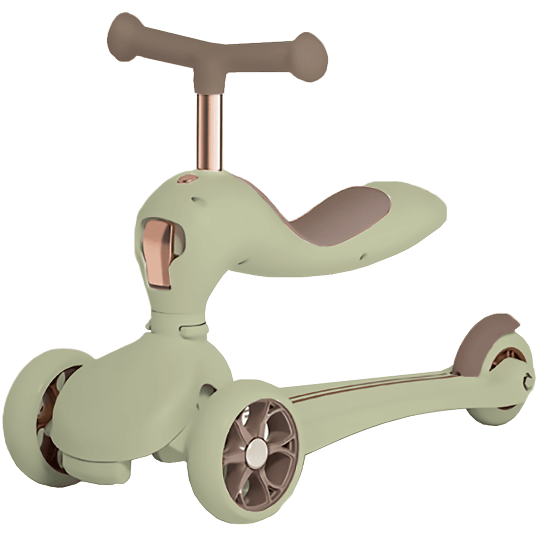 Trotinetă Copii 2 în 1 cu Șezut, Roți Luminoase, 1-5 Ani, 33 kg, Alb