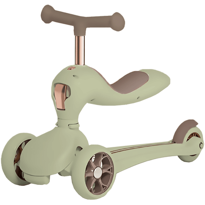 Trotinetă Copii 2 în 1 cu Șezut, Roți Luminoase, 1-5 Ani, 33 kg, Alb