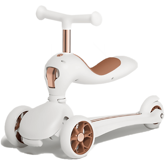 Trotinetă Copii 2 în 1 cu Șezut, Roți Luminoase, 1-5 Ani, 60 kg, Alb.
