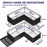 Raft de Duș Colț, Set 2 Etajere, Oțel Inoxidabil, Fără Gauri, Negru
