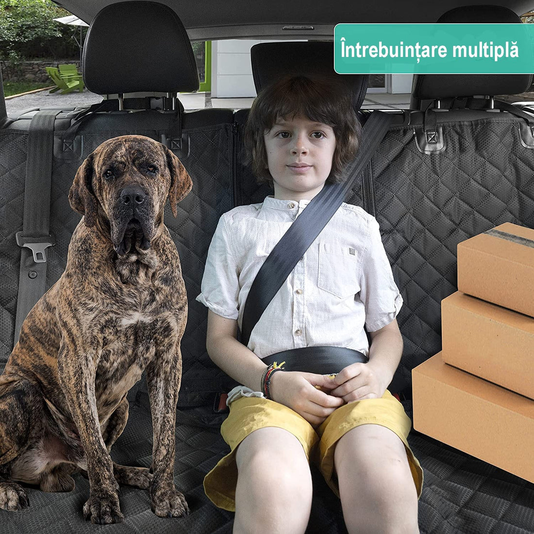 Husă Auto Universala pentru Protecție și Transport Animale, Impermeabilă, Antialunecare, 125 cm, Neagră.