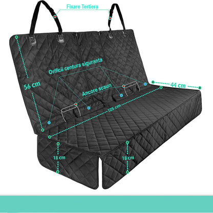 Husă Auto Universala pentru Protecție și Transport Animale, Impermeabilă, Antialunecare, 125 cm, Neagră.