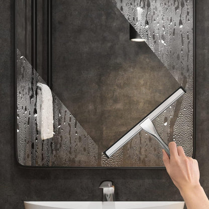 Racletă Duș Profesională din Oțel Inoxidabil, 25 cm, cu 2 Cârlige Aderente, Argintiu