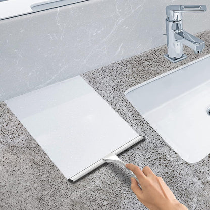 Racletă Duș Profesională din Oțel Inoxidabil, 25 cm, cu 2 Cârlige Aderente, Argintiu