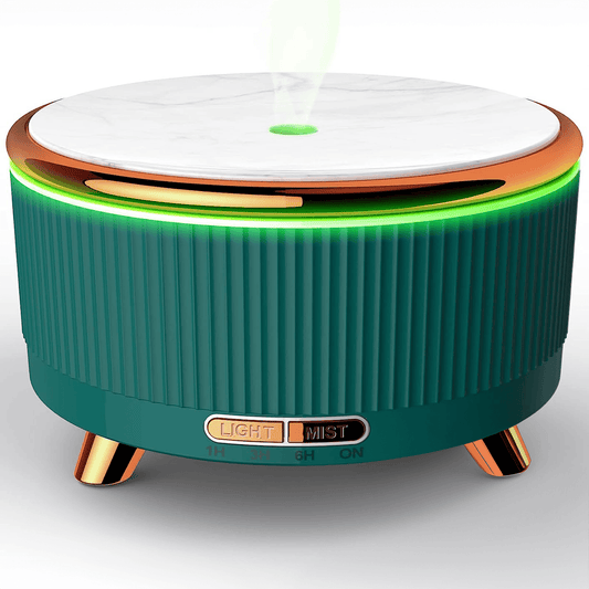 Difuzor de Ulei Esențial și Umidificator de Aer, 500 ml, 7 Culori Ambientale, Textură de Marmură, Verde