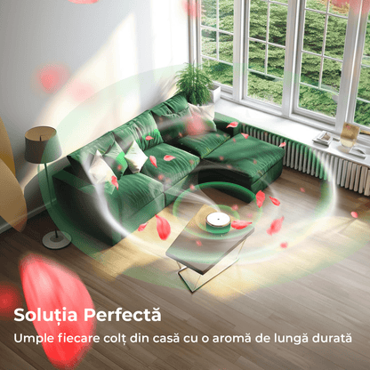 Difuzor de Ulei Esențial și Umidificator de Aer, 500 ml, 7 Culori Ambientale, Textură de Marmură, Verde