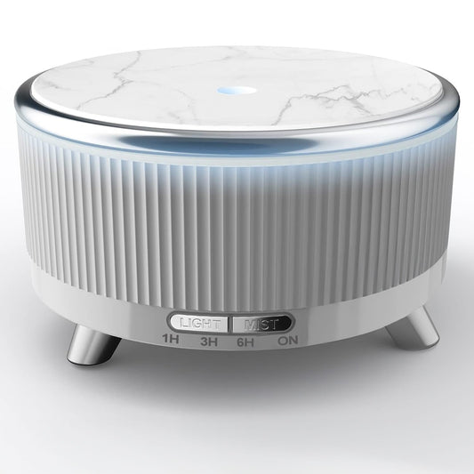 Difuzor de Ulei Esențial și Umidificator de Aer, 500 ml, 7 Culori Ambientale, Textură de Marmură, Gri