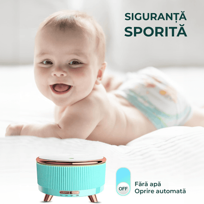 Difuzor de Ulei Esențial și Umidificator de Aer, 500 ml, 7 Culori Ambientale, Textură de Marmură, Indigo