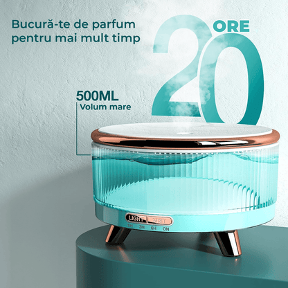 Difuzor de Ulei Esențial și Umidificator de Aer, 500 ml, 7 Culori Ambientale, Textură de Marmură, Indigo
