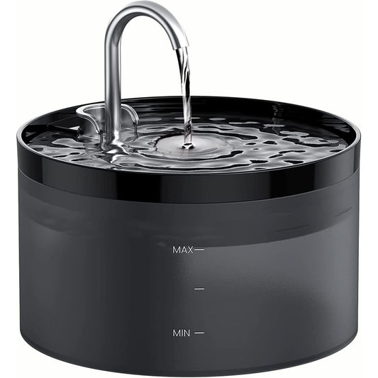 Dispenser Apă Automat pentru Pisici și Câini, 2L, Silențios, Filtrare cu Cărbune Activ, LED, Negru