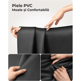 Masă Pliabilă pentru Laptop, Multifuncțională, Ajustabilă, din Piele PVC, Birou Portabil cu Sertar de Depozitare, Negru