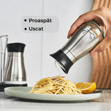 Set 2 Recipiente Sare și Piper, Oțel Inoxidabil și Sticlă Transparentă, 115 ml, Argintiu