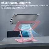 Suport Laptop Ergonomic, Portabil, Reglabil, 360°, Roz