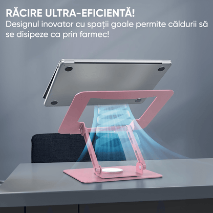 Suport Laptop Ergonomic, Portabil, Reglabil, 360°, Roz