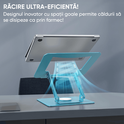 Suport Laptop Ergonomic, Portabil, Reglabil, 360°, Turcoaz
