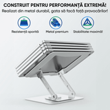 Suport Laptop Ergonomic, Portabil, Reglabil, 360°, Alb