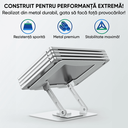 Suport Laptop Ergonomic, Portabil, Reglabil, 360°, Alb