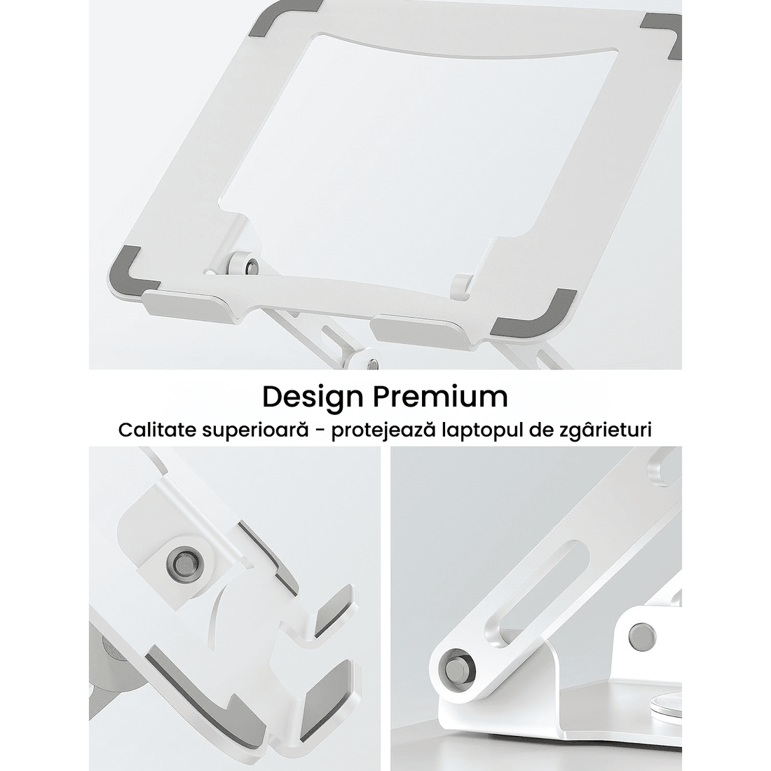 Suport Laptop Ergonomic, Portabil, Reglabil, 360°, Alb